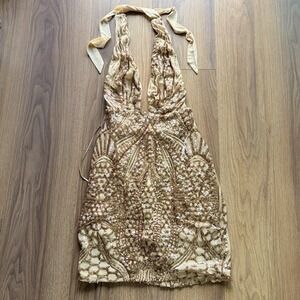 Banjul Sequin Mini Dress Gown Gold Medium Party Prom Glam Sexy